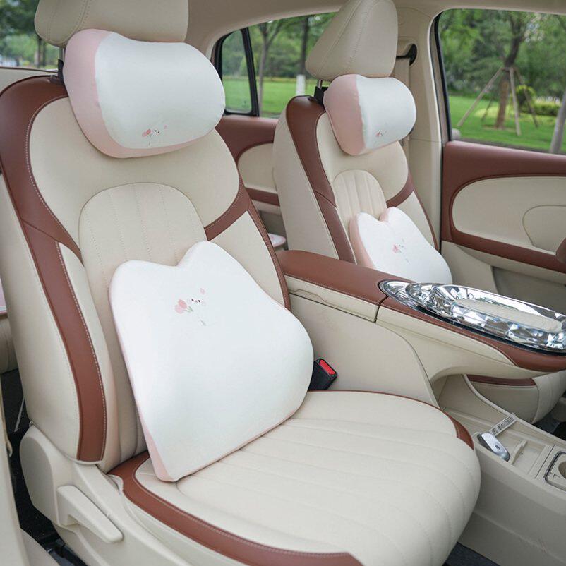 汽车头枕护颈枕记忆棉车载可爱柔软座椅腰靠车用夏季一对靠枕靠垫