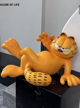 现代简约植绒动物咖啡猫雕塑儿童房客厅酒店样板间装饰品