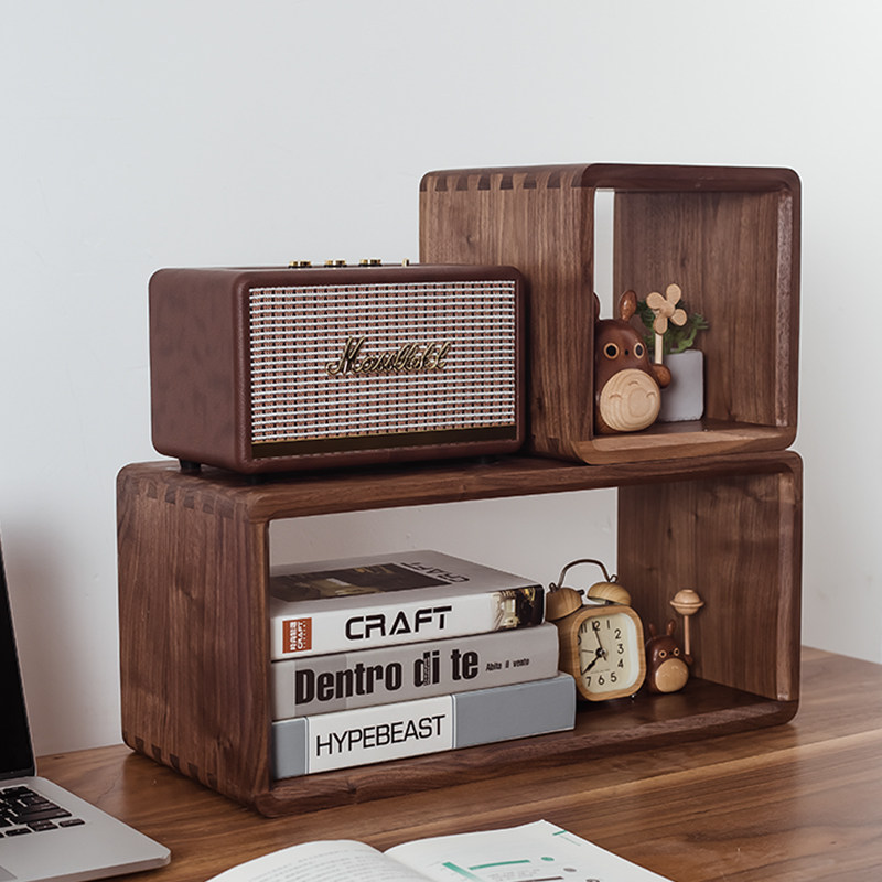 自由组合格子柜收纳柜置物书架黑胡桃榫卯柜子落地多功能