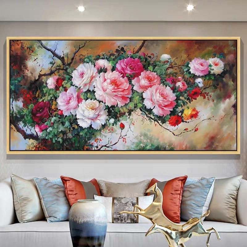 00中国风家用客厅油画牡丹花方钻满钻钻石画全粘贴钻十字绣,居家布艺,钻石绣,淘宝优惠券,粉丝福利购,淘宝优惠卷