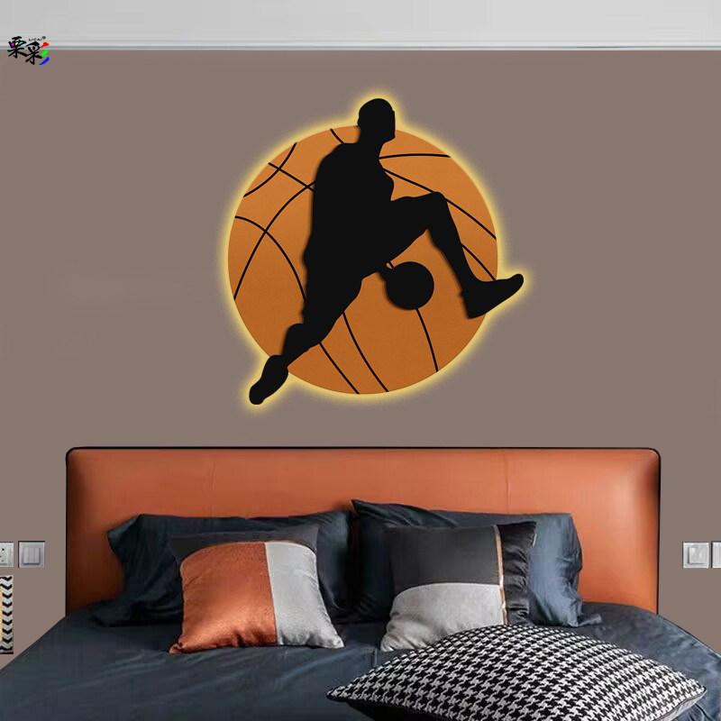 n篮球男孩儿童房装饰画卧室床头发光e灯画客厅背景墙挂画玄关,家居饰品,氛围画/灯画,淘宝优惠券,粉丝福利购,淘宝优惠卷