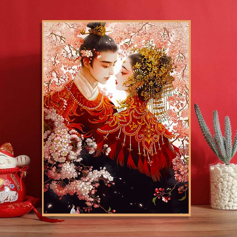钻石画满钻结婚婚古风唯美婚百喜图十字绣画