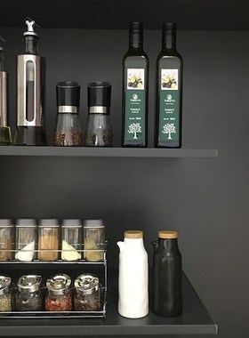 简约现代样板房厅厨房厨柜油壶调味罐软装玻璃道具组合