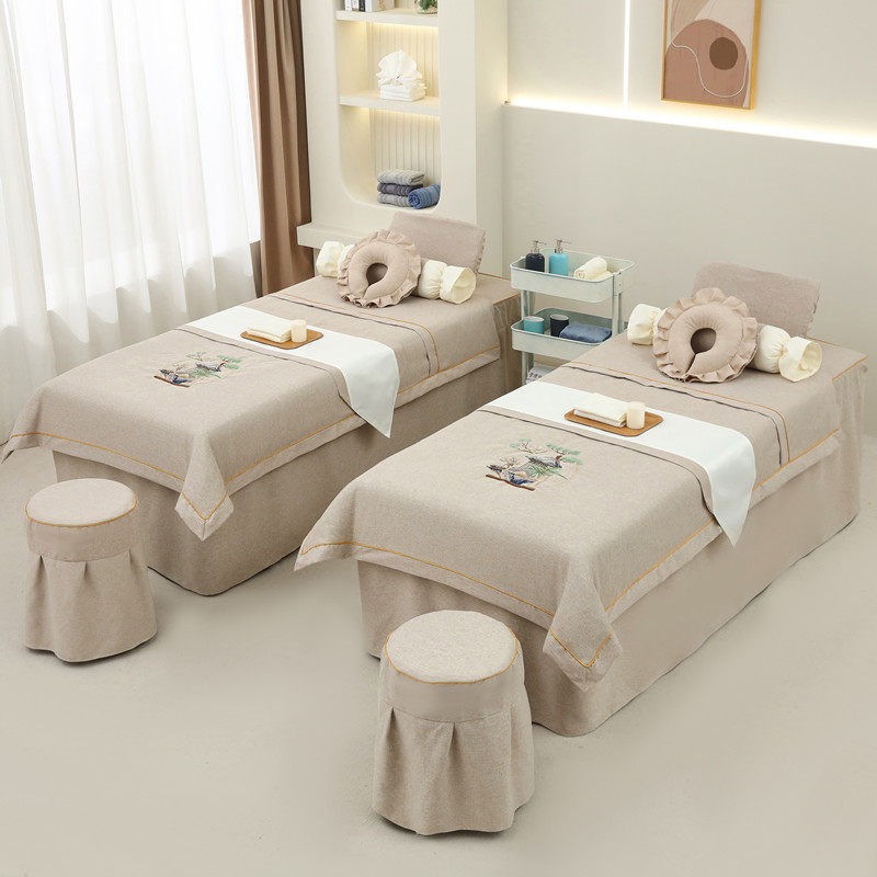 美容床罩四件套美容院洗头按摩棉麻床单四季通用高端,床上用品,床罩,淘宝优惠券,粉丝福利购,淘宝优惠卷