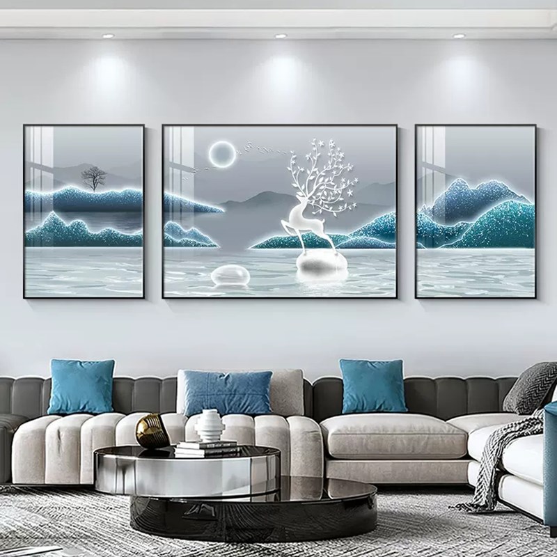 晶钻石画全钻福禄三联画点钻十字绣石贴画