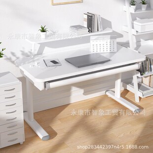 手摇升降电脑桌办公桌 儿童学习桌家用实木书桌小学生写字桌椅套装