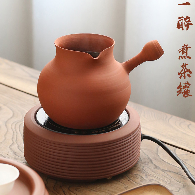 红泥一醉砂铫煮茶器陶罐 烧壶煮白茶手工电陶炉玉书煨