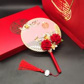 祁鸿喜扇中式 汉服团扇y手工扇舞蹈扇子新娘手把扇秀禾圆扇抖音