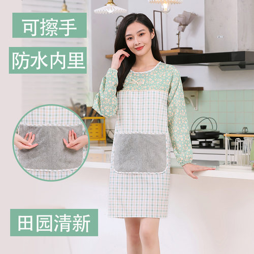 家用厨房围裙水油网红做饭罩衣夏季女薄款