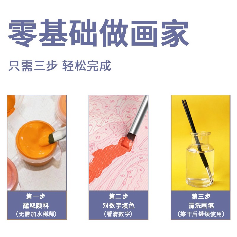 万色嘉绘【牡丹】数字油画2024新款diy丙烯手绘高级肌理装饰画图片