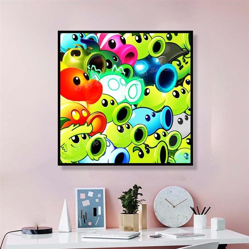 豌豆射手植物大战僵尸钻石画儿童男孩手工Y点钻十字绣房间砖石,居家布艺,钻石绣,淘宝优惠券,粉丝福利购,淘宝优惠卷