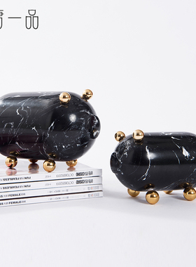 现代创意大理石小猪家居电视柜酒柜卧室桌面动物礼品摆设