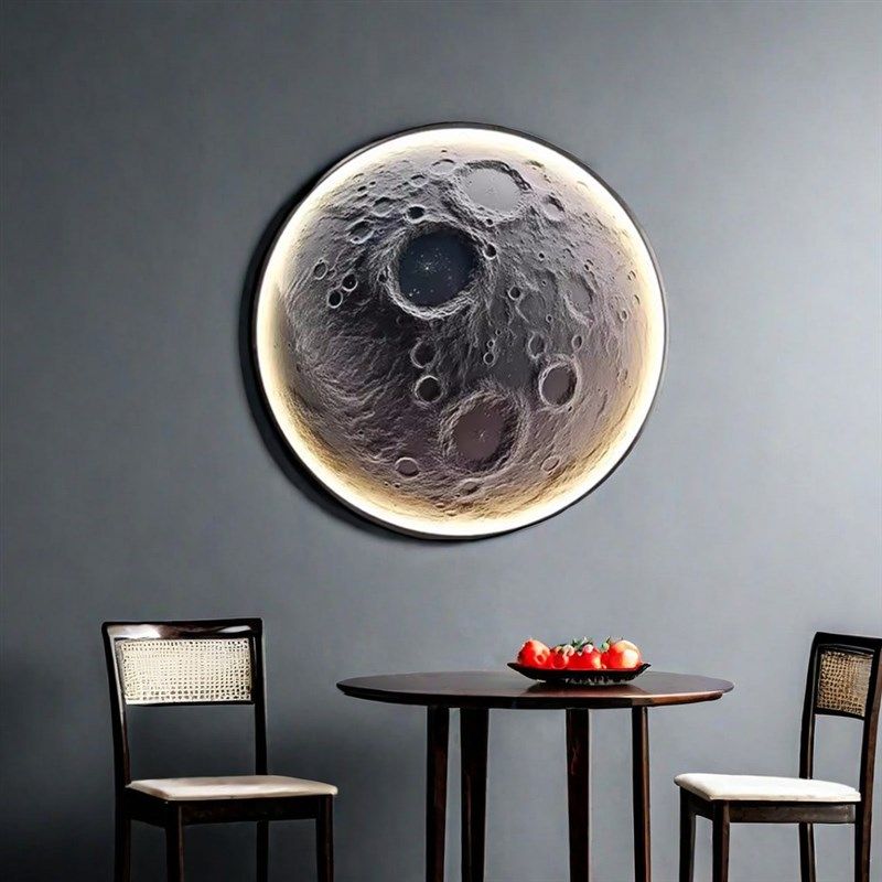 月球款现代简约玄关圆形发光壁灯主卧背景墙客厅E灯床头壁画灯,家居饰品,氛围画/灯画,淘宝优惠券,粉丝福利购,淘宝优惠卷