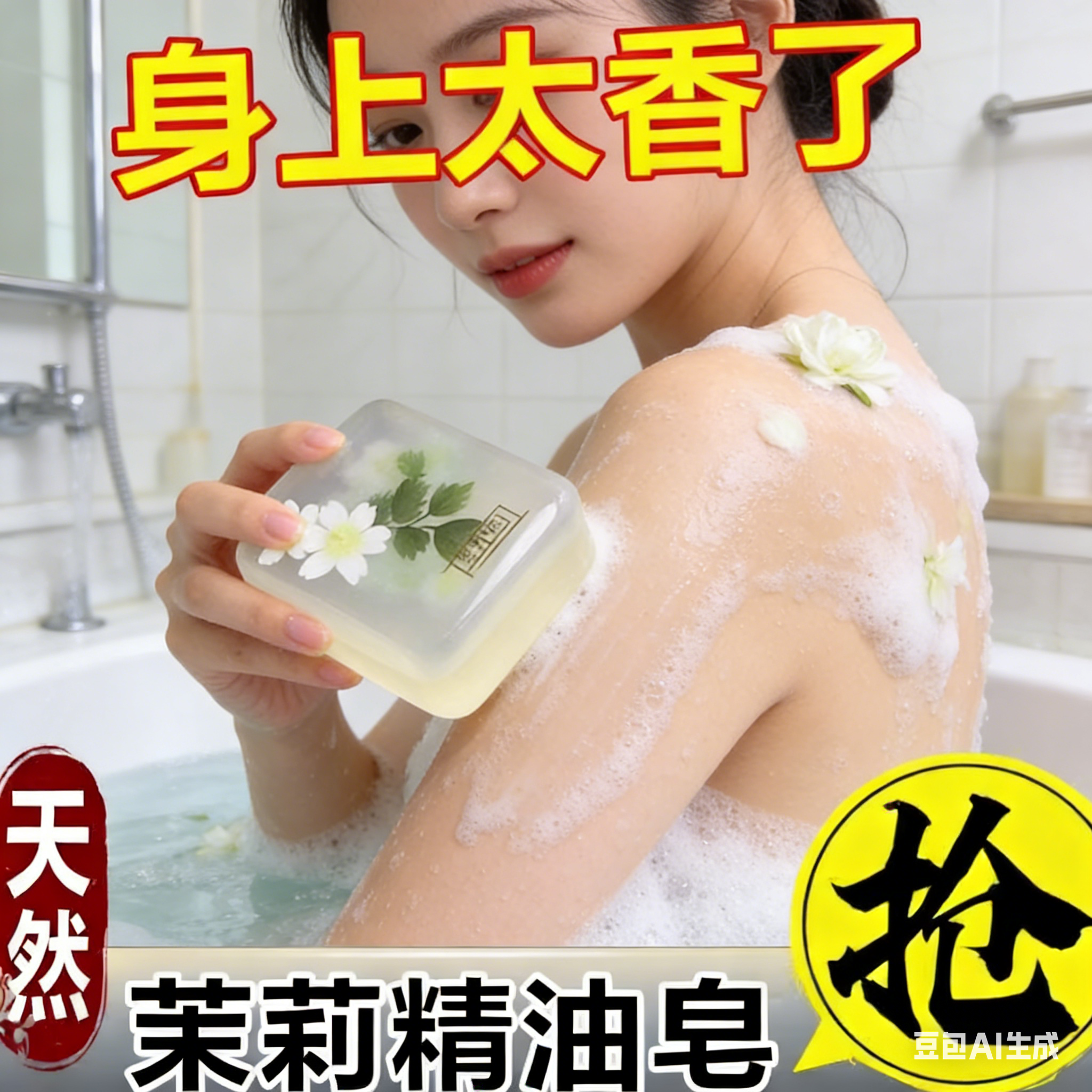 茉莉花香精油香皂手工皂洗脸洗澡清洁控油美肤亮白洁面保湿厂家
