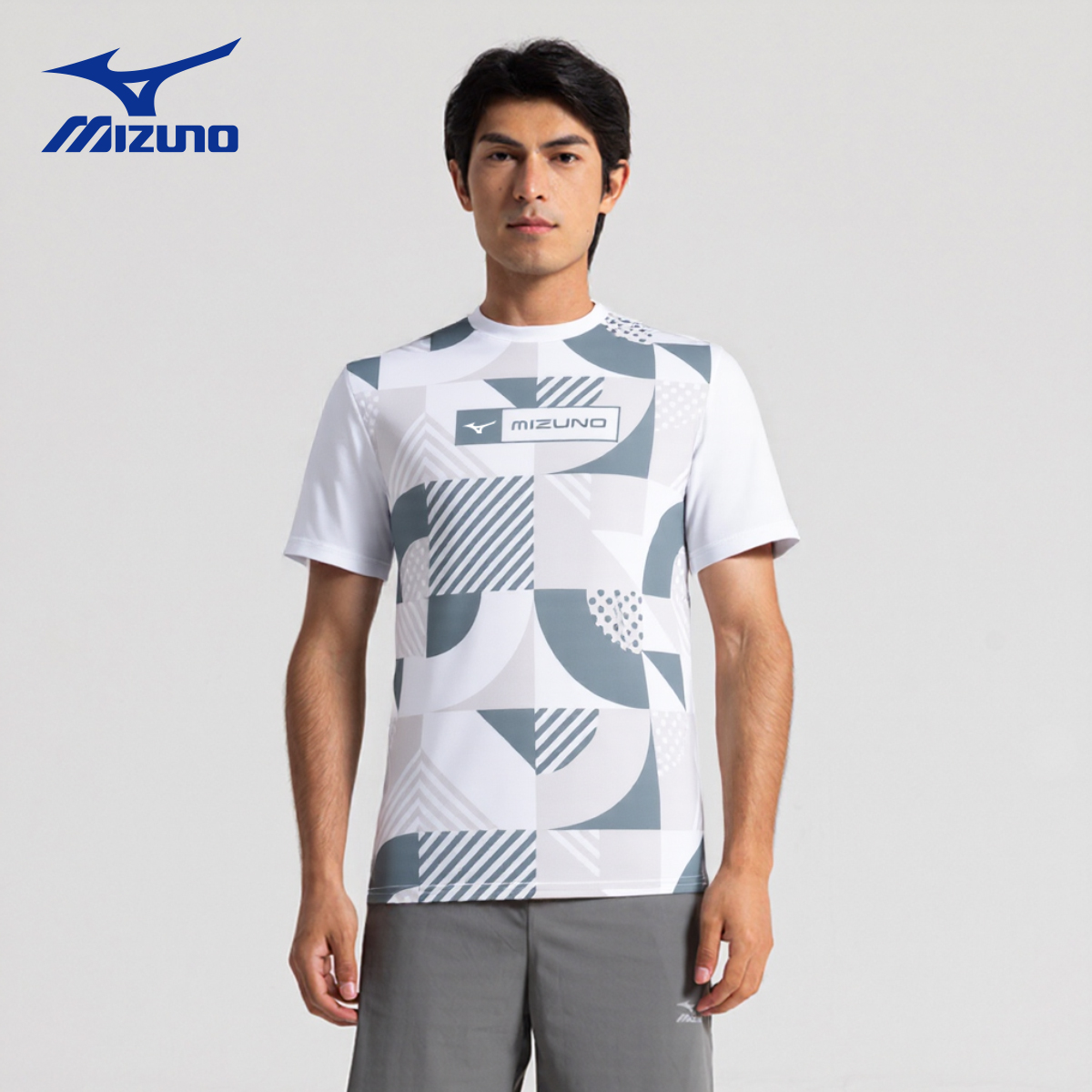 美津浓网球服美式迷彩风短袖男夏季个性色块运动T恤舒适透气速干