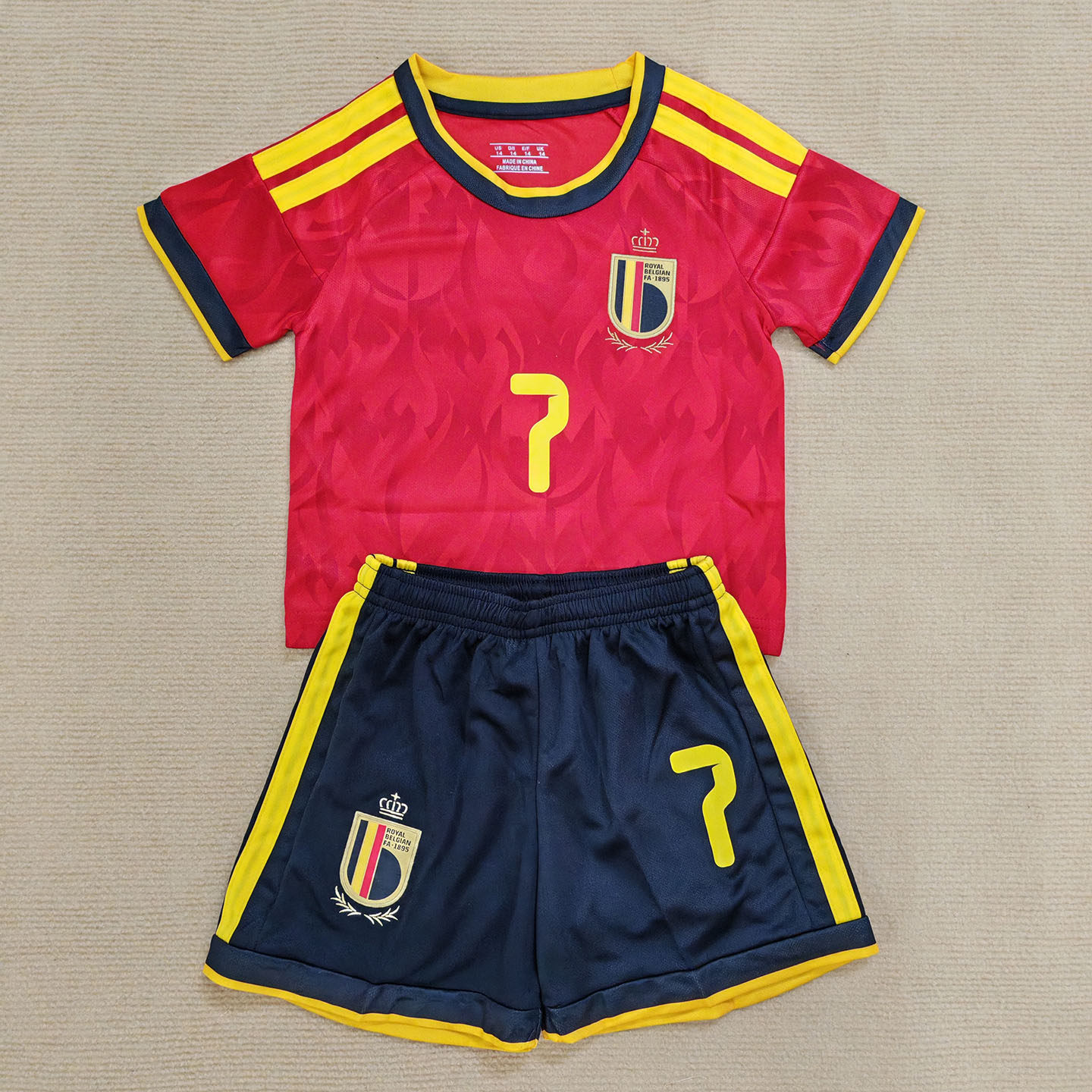 儿童足球服套装2026比利时球衣主场男女童学生比赛运动训练服定制