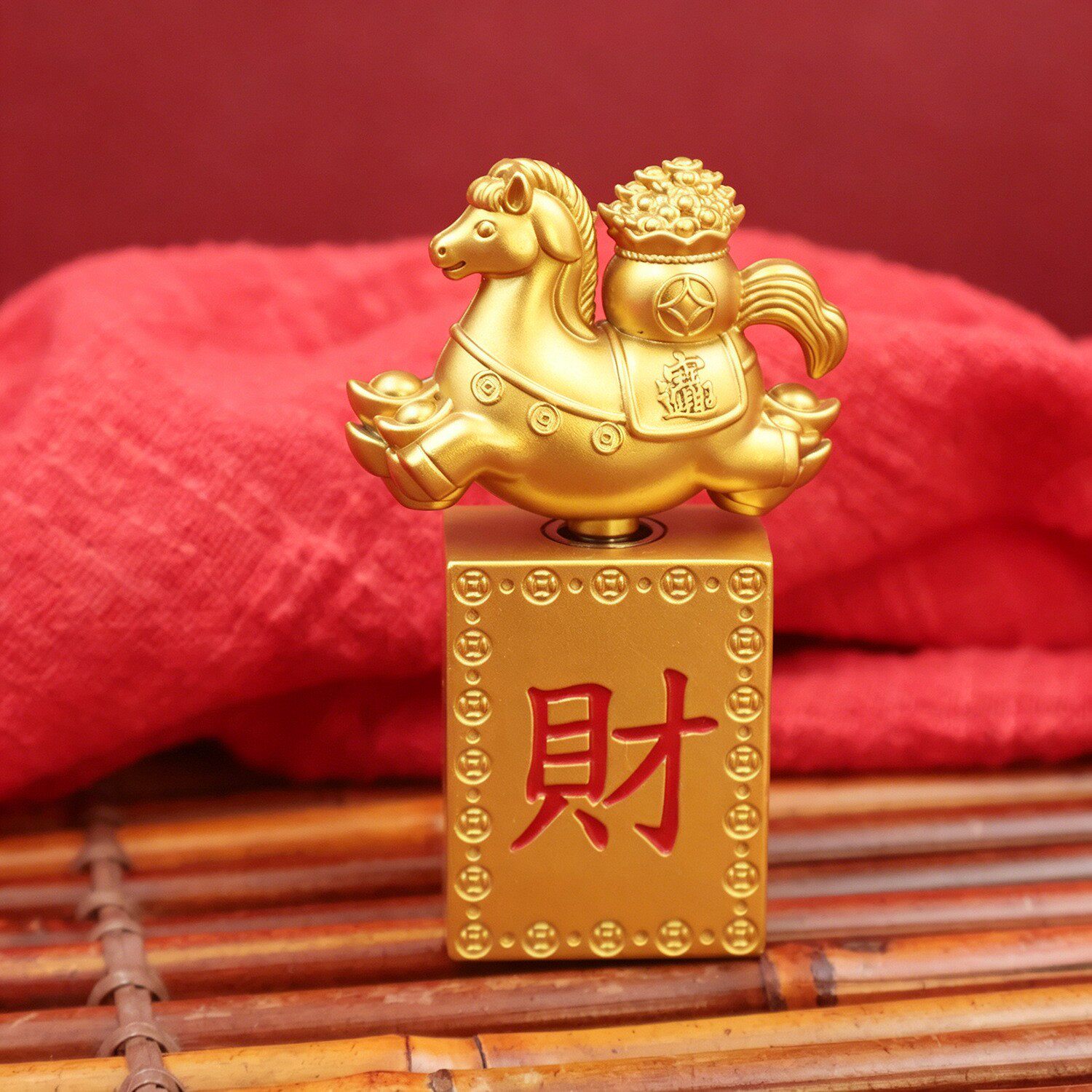 马上发财转转印章摆件可旋转招财进宝家居办公吉祥工艺品