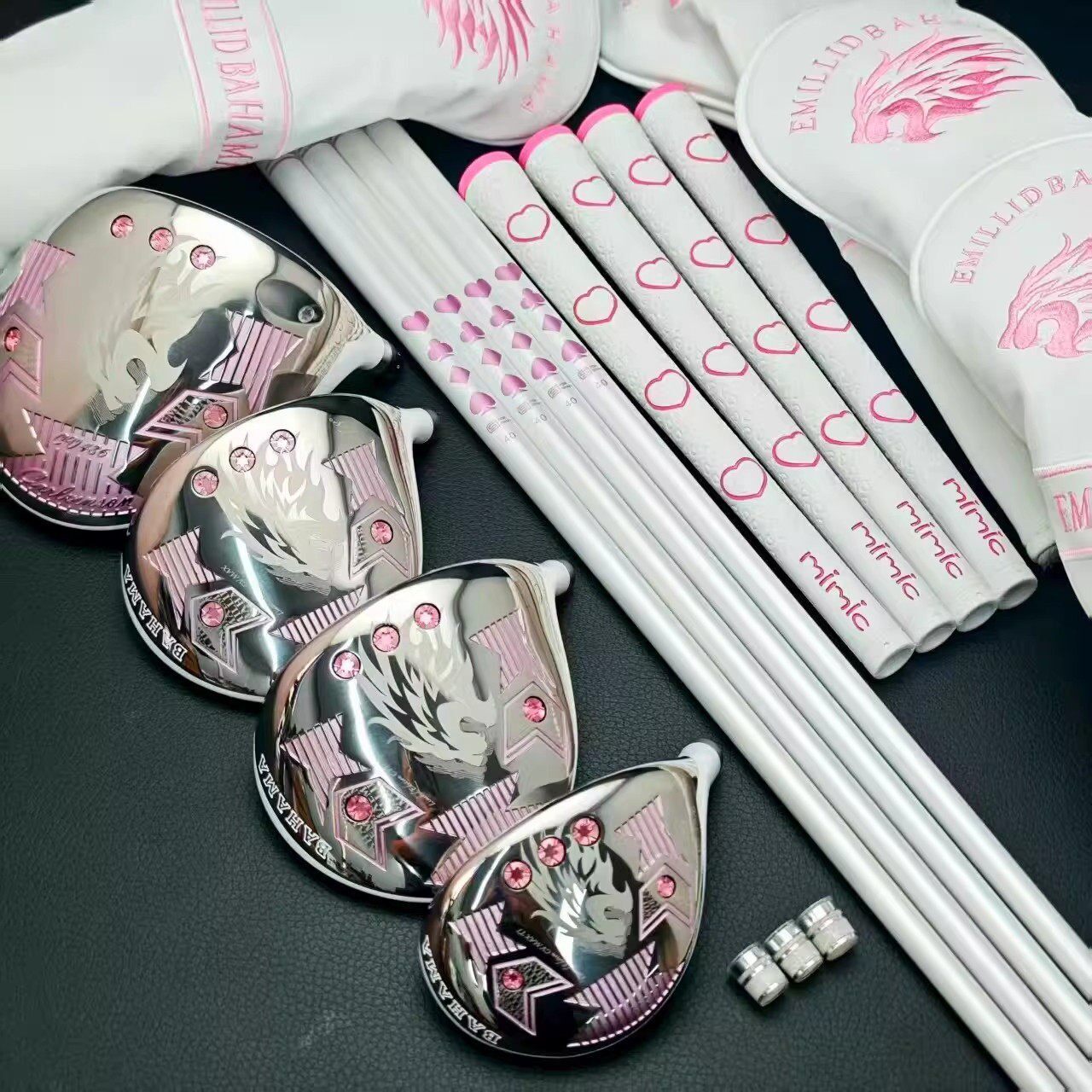 EMILLED BAHAMA狮头白牙高尔夫球杆白粉色女生一号木球道木小鸡腿