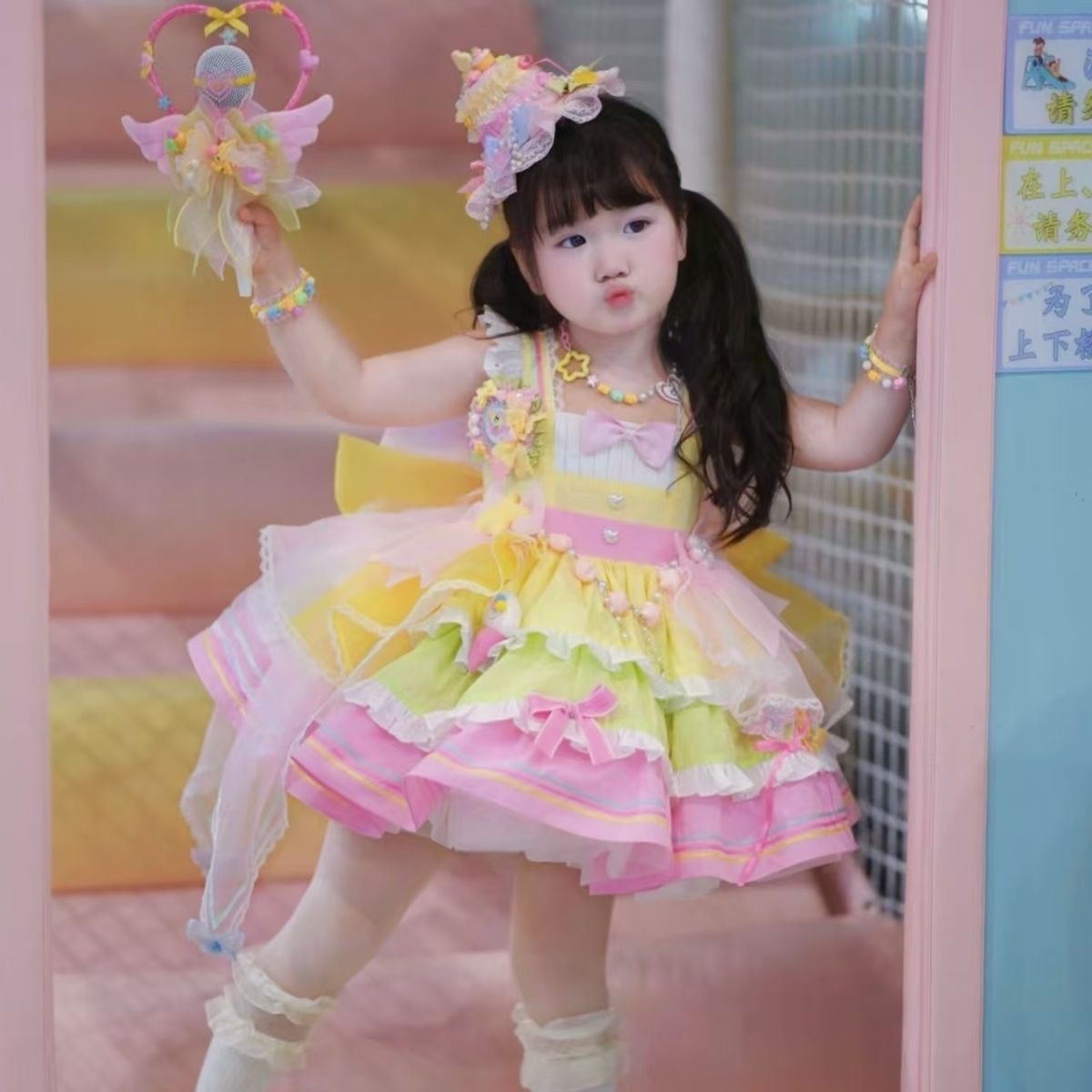 女童洛丽塔公主裙新款儿童六一表演服女孩洋气蓬蓬蛋糕连衣裙礼服