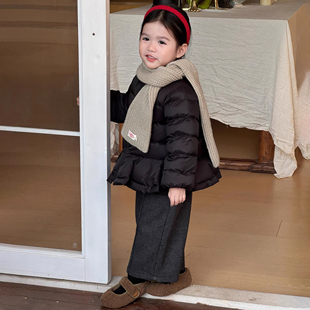 女童黑色短款羽绒服2025新款加厚保暖时尚洋气外套时尚百搭
