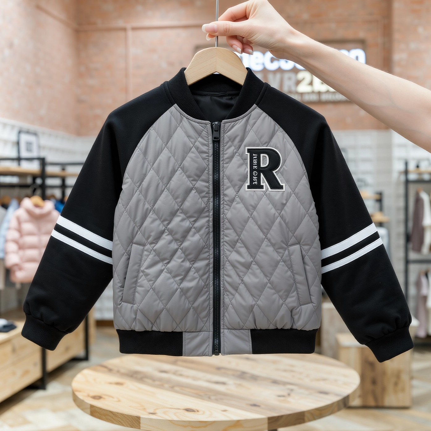 2025冬季加厚撞色棒球服童款