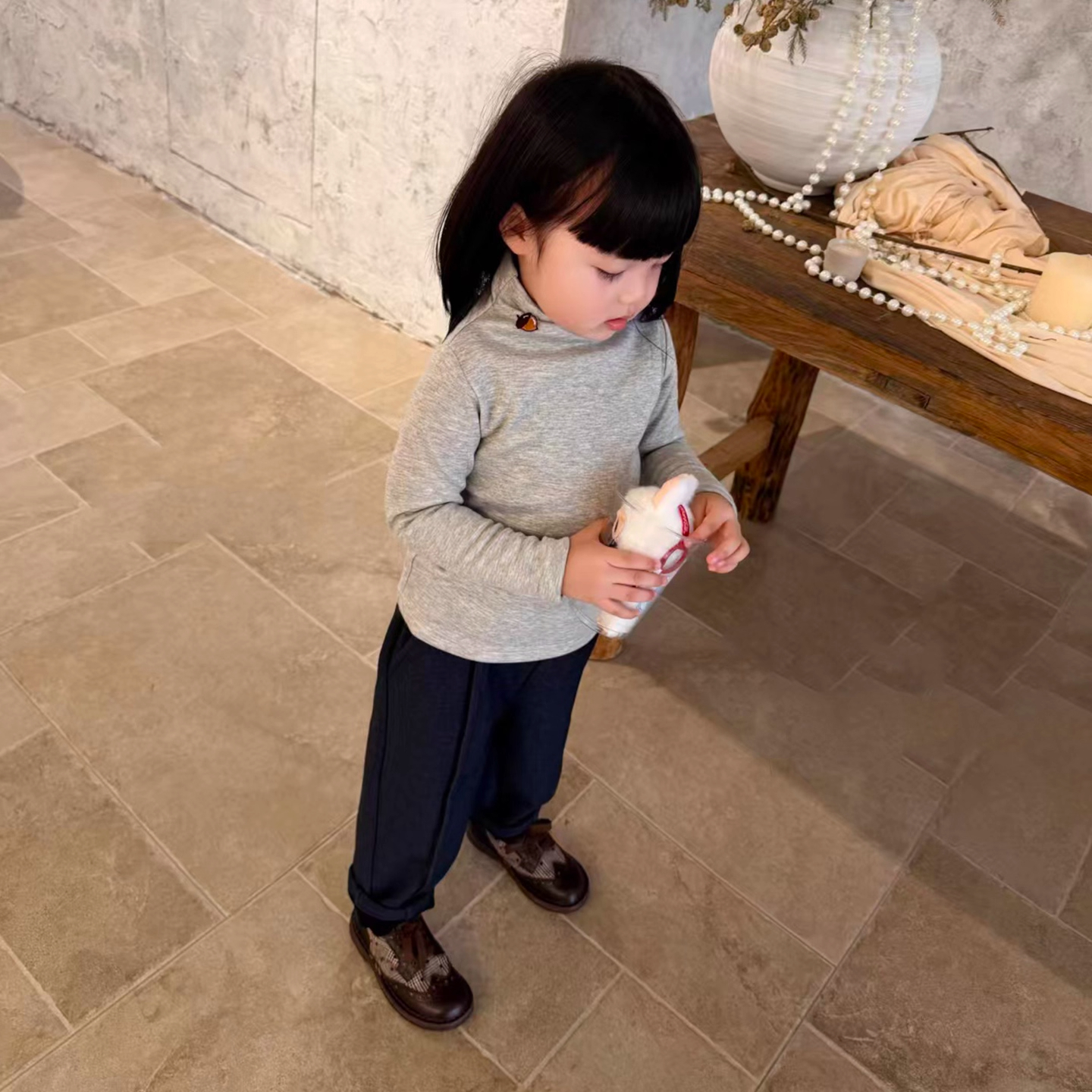 女童半高领德绒打底衫秋冬加绒