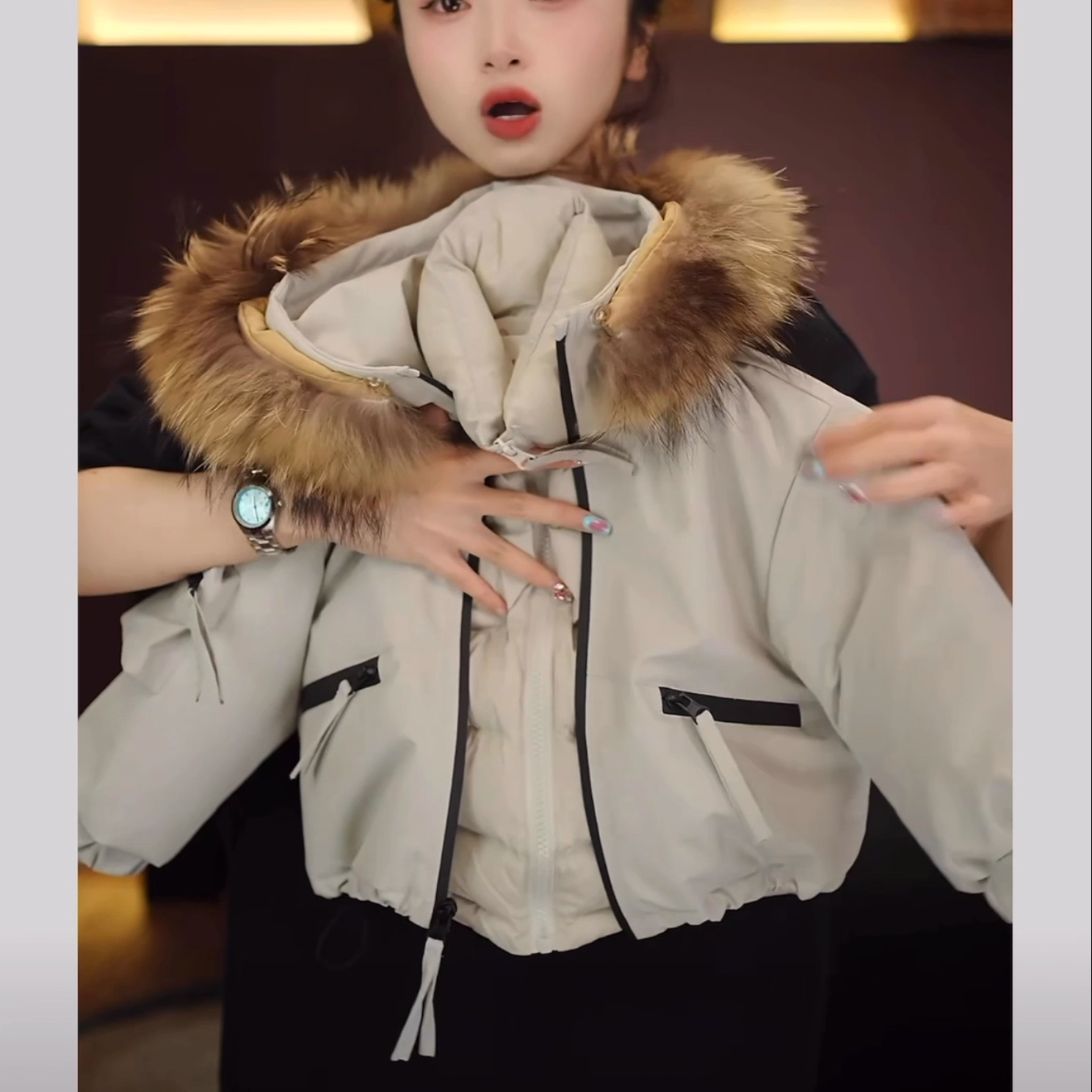 2025新款儿童真毛领两件套羽绒服