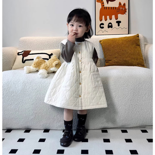 女童连衣裙洋气小公主冬装2025新款儿童超好看冬裙宝宝夹棉背心裙