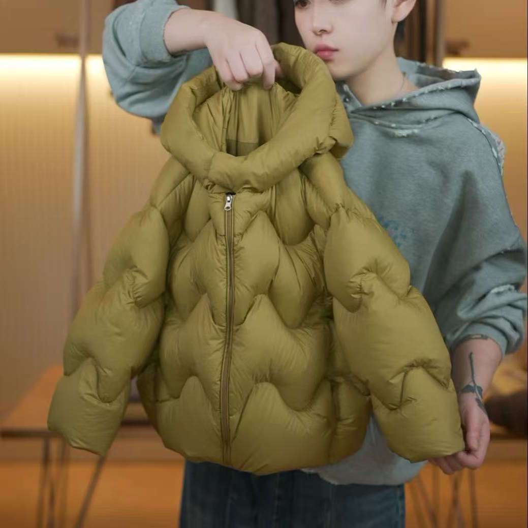 2025新款短款龟背羽绒服休闲时髦