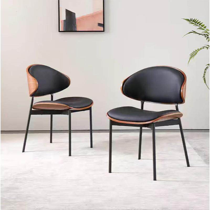 北欧咖啡厅胡桃色黑色幻蝶椅子户外室内复古休闲商业主题餐厅餐椅