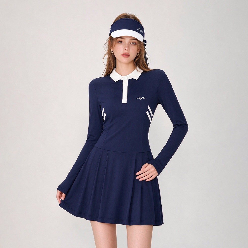 斐纶秋冬季女款长袖网球服连衣裙