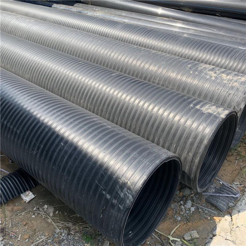 HDPE中空壁缠绕管A型PE井筒管大口径HDPE增强钢带管厂家直销