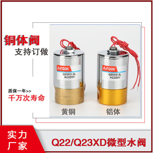 气动先导阀Q23XD/Q22XD-2L小型黄铜水阀AC220v气动单向电磁阀
