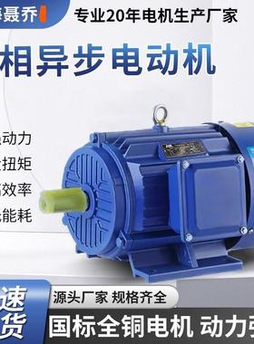 卧式式电动机三相国标铜线5法兰3-0.554极电机380变频