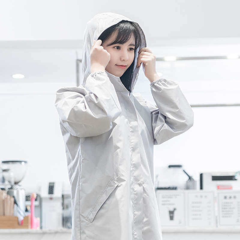 韩版时尚拉链风衣式大人罩衣女士长袖防水防油厨房围裙带帽工作服,家庭/个人清洁工具,围裙,淘宝优惠券,粉丝福利购,淘宝优惠卷