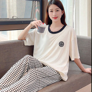 韩系INS睡衣女夏季轻薄仿棉短长款女生宽松运动服潮流家居服套装