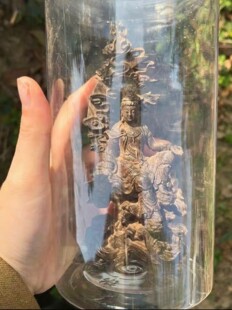 印尼沉香木雕自在水月观音摆件工艺品家居供奉车饰观世音佛像神像