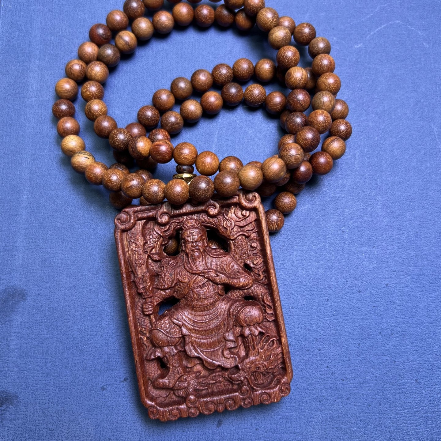 小叶紫檀御龙关公吊坠项链车挂件木雕手把件平安无事佛牌脖挂坠