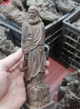 【达摩祖师爷】摆件木雕整木实木雕刻而成工艺品红木摆件送礼合适