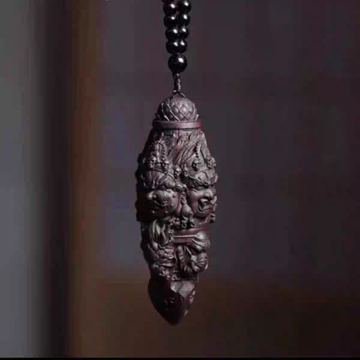达拉干沉香木雕刻大黑天金刚降魔杵手把件文玩饰品工艺品车载挂件
