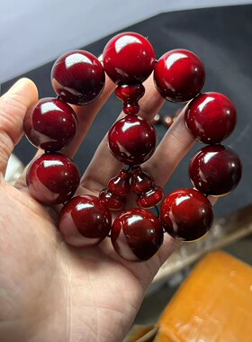 2.5大手串东北琥珀木松明子沉化老料全透固化玉化男女佛珠