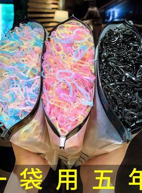 儿童一次性橡皮筋女童宝宝扎头发黑色小发圈不伤发彩色发饰头绳女