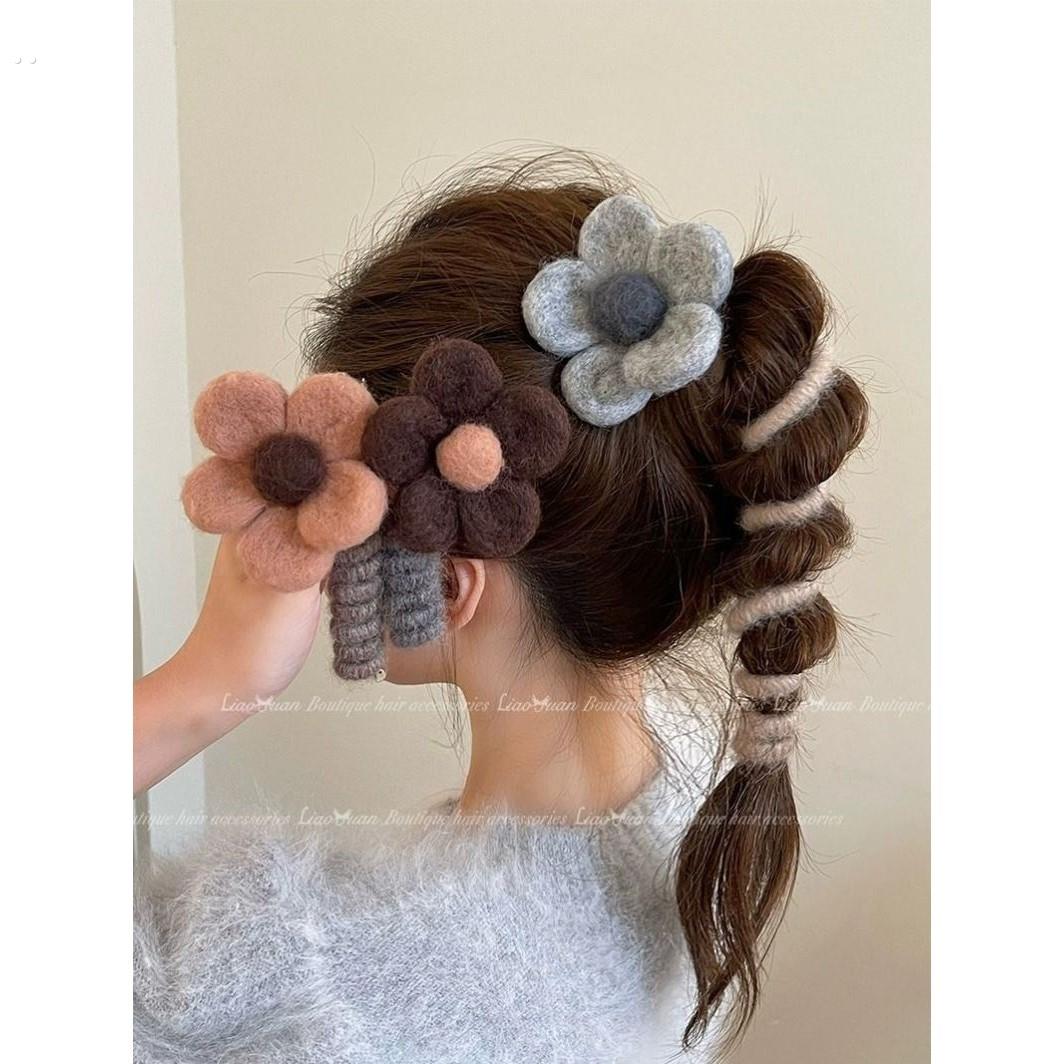 电话线缠绕发圈缠绕式头绳冬季氛围感发饰中长发发饰秋冬毛毡可爱