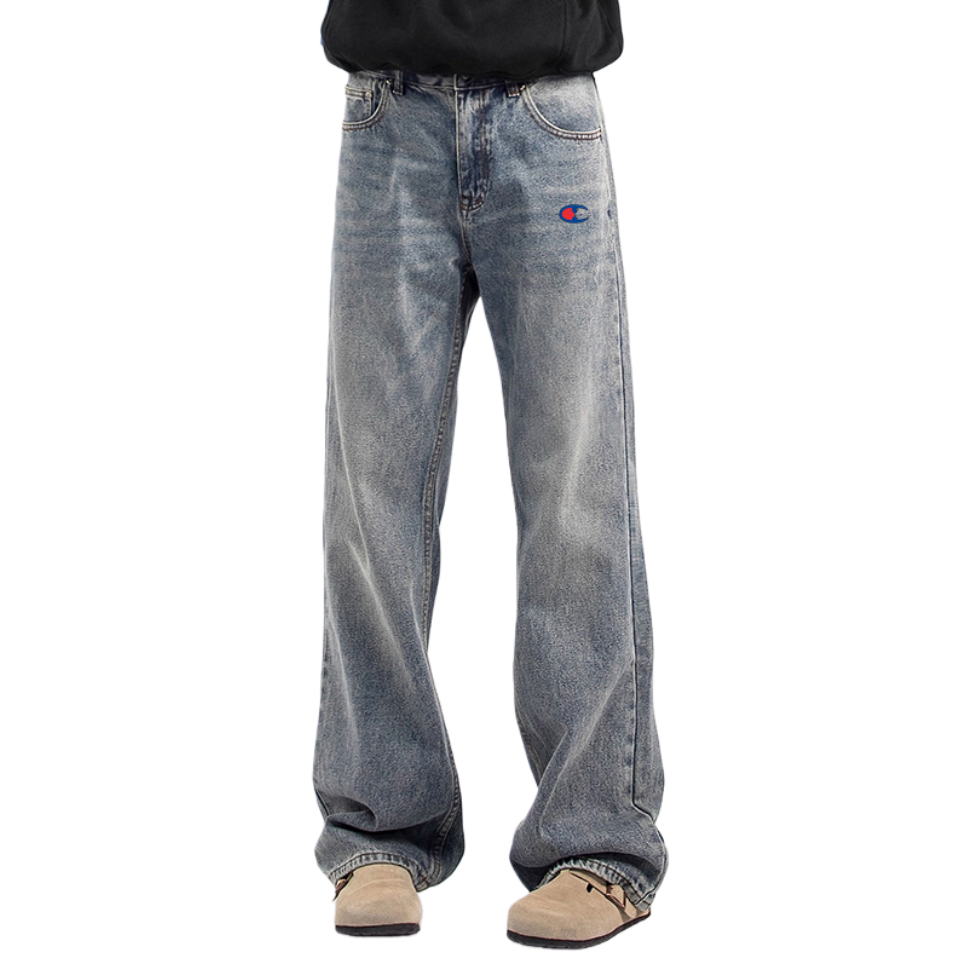 【一折专区】Chamqlan美式复古水洗牛仔裤男宽松直筒阔腿长裤潮流,男装,牛仔裤,淘宝优惠券,粉丝福利购,淘宝优惠卷