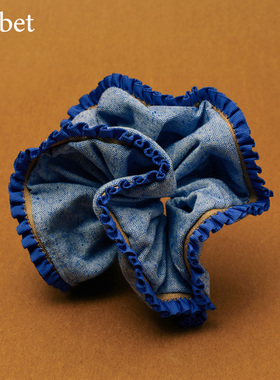 sorbet《波浪裙摆》海蓝点花边法式高级感设计风头花发绳大肠发圈