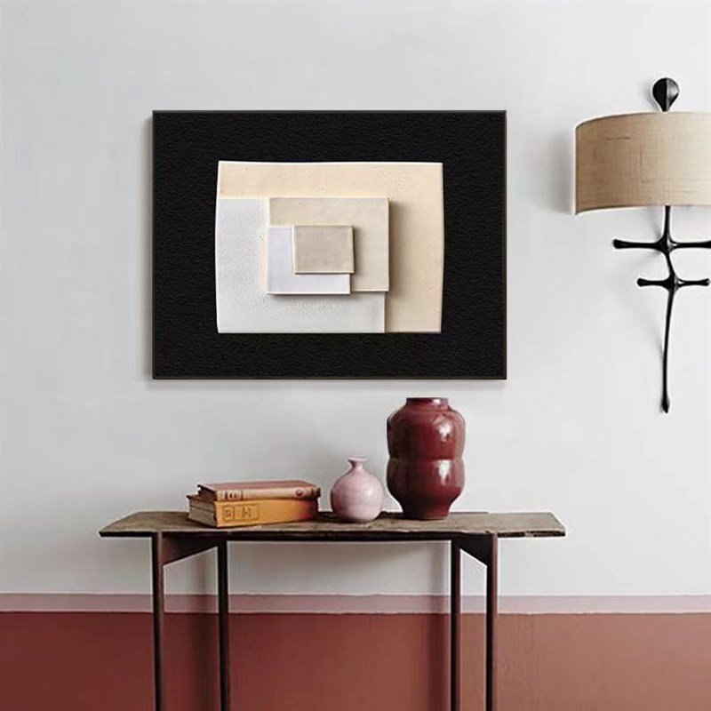 黑白艺术极简电表箱装饰画抽象餐厅挂画轻奢高级感配电箱遮挡壁画图片