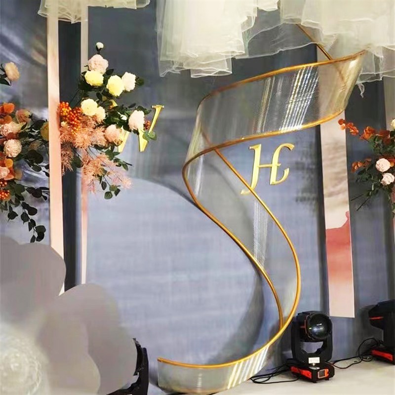 浪漫婚礼吊顶装饰阳光板自由弯曲百变造型舞台路引布置波浪弧形景