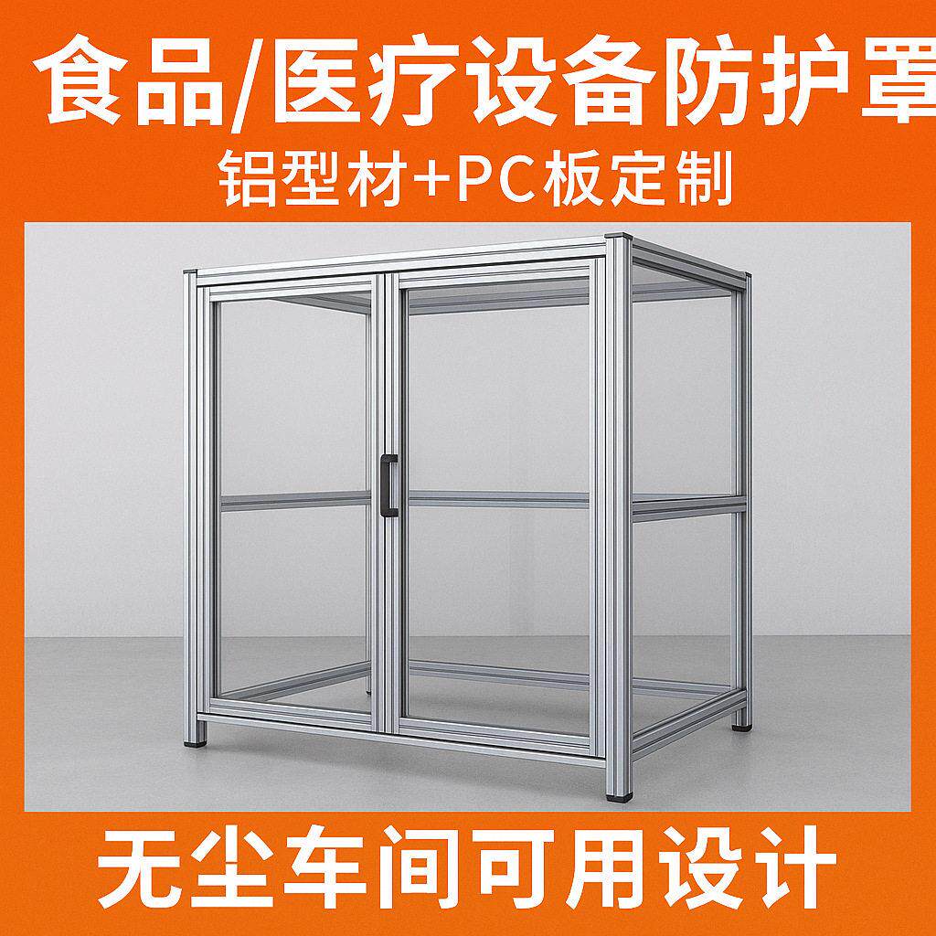 食品医疗防护罩铝型材滑门加轮子结构稳固按需设计铝型材外罩