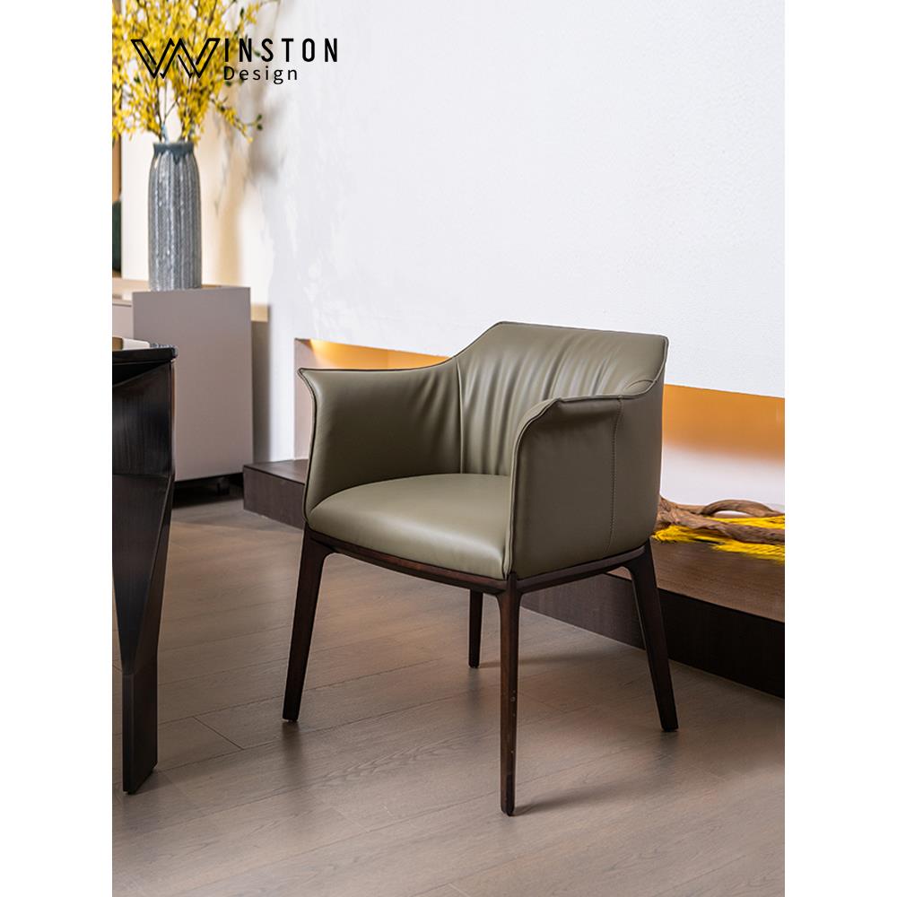 采购产品高端意大利皮革餐椅，Normcore书椅，设计师单人椅，无障