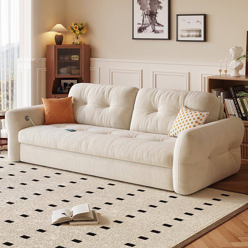 法式奶油风折叠沙发床两用家用卧室书房小户型多功能网红直排沙发